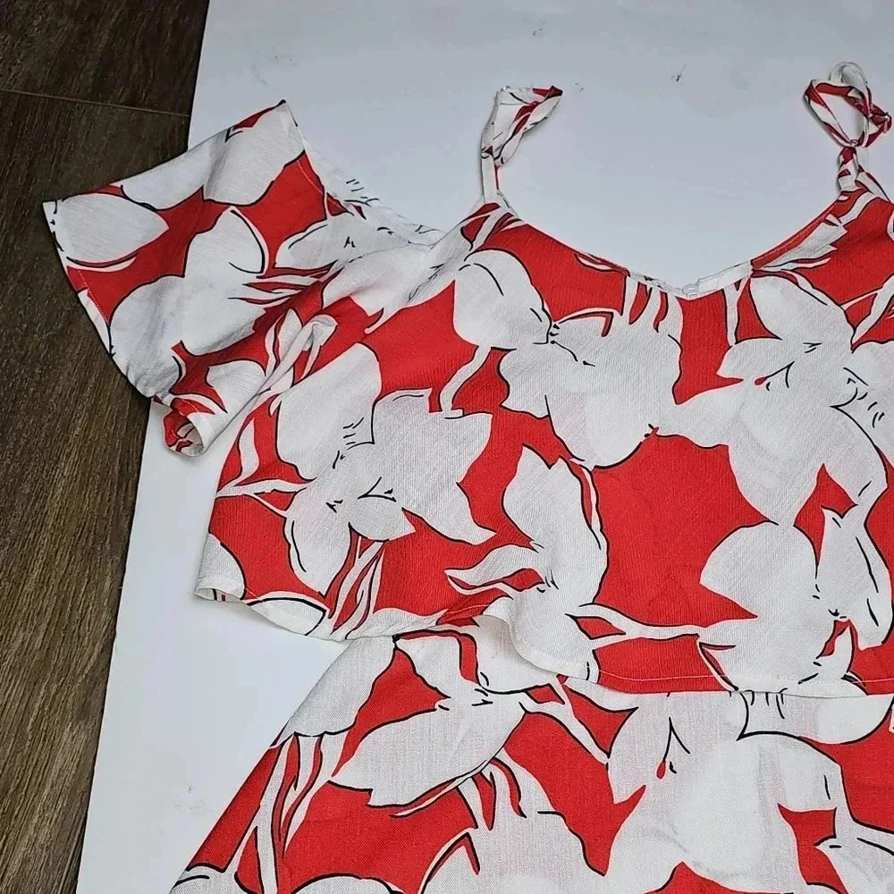 J.O.A Los Angeles Red and White 100% Linen Skort - Picture 8 of 15